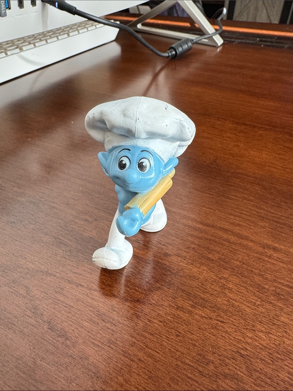 McDonald’s Collectible Blue Smurf Baker Chef Figurine with White Hat
